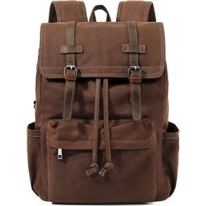 Vintage Canvas Backpack, Men's Travel Rucksack for Laptop Hiking School Bookbag